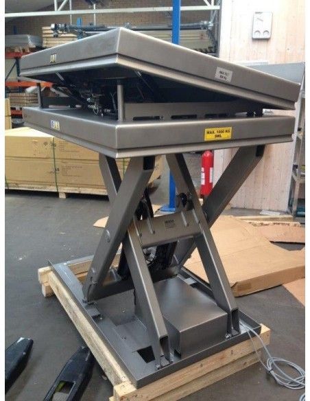 Tavoli elettrici..-Tavolo elevatore elettrico INOX 1000kg a 1050mm 1300x1000mm