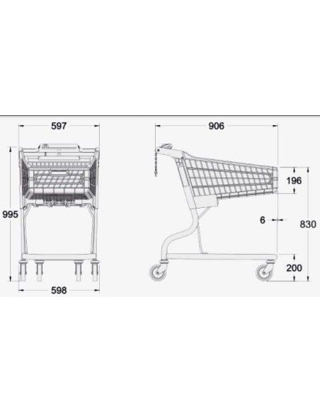 Supermärkte und Lager.-Supermarktwagen PVC 90Liters