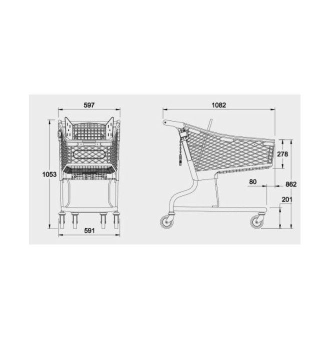 Supermarchés et entrepôts-Chariot de supermarché PVC 150Litres