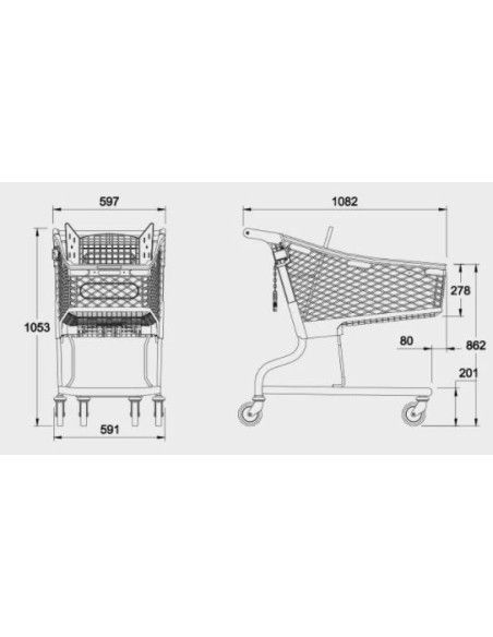 Supermärkte und Lager.-Supermarktwagen PVC 150Liters
