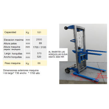 Impilatore Manuale--Impilatore manuale 180kg a 2500-3000mm (alluminio) 2