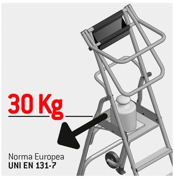 Treppe--Leiter Tragbar mit breiten Plattform, Rädern und Peldaños