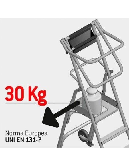 Treppe--Leiter Tragbar mit breiten Plattform, Rädern und Peldaños