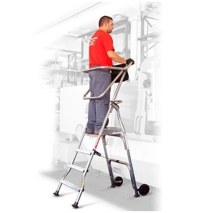 Treppe--Leiter Tragbar mit breiten Plattform, Rädern und Peldaños