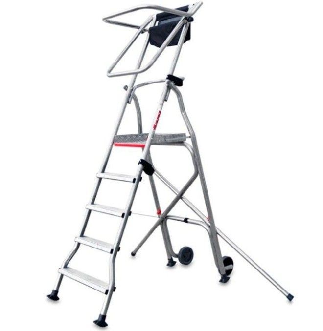 Escadaria--Escada Plegable com larga Plataforma, Rodas e Peldaños