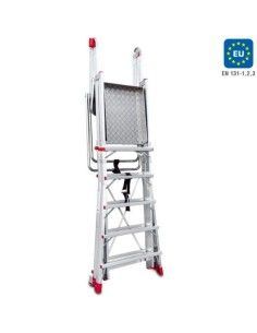 Escaleras--Escalera Plegable con amplia plataforma regulable en altura y ruedas 2