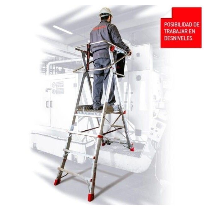 Scale--Scala Pieghevole con ampia piattaforma regolabile in altezza e ruote