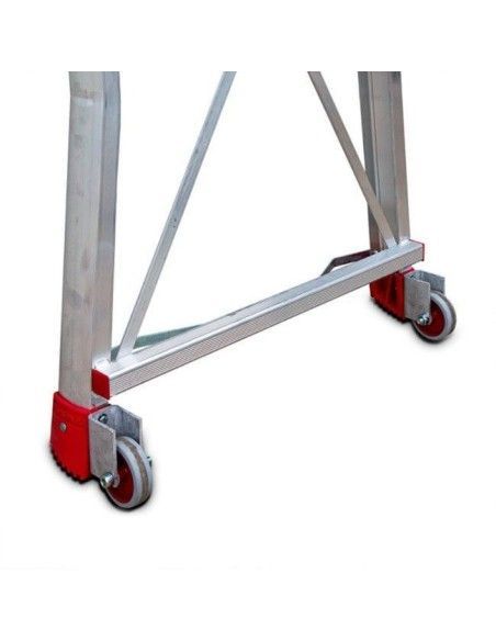 Scale--Scala Pieghevole con ampia piattaforma regolabile in altezza e ruote