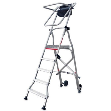 Treppe--Leiter Tragbar mit breiten Plattform, Rädern und Peldaños