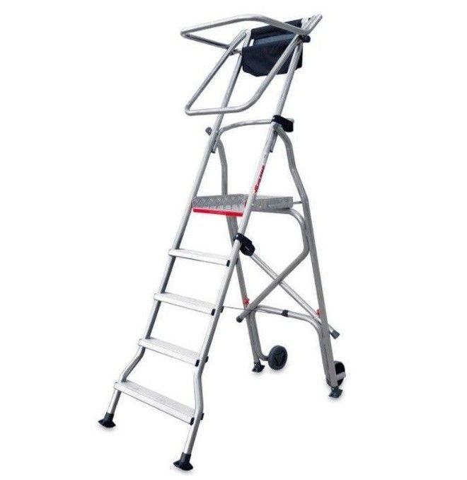 Escadaria--Escada Plegable com larga Plataforma, Rodas e Peldaños
