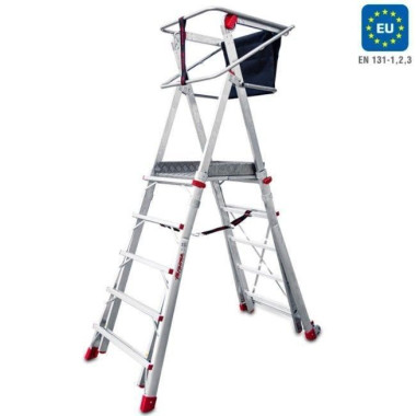 Escaliers--Échelle Pliable avec large plate-forme réglable en hauteur et roues