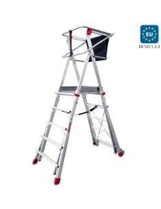 Scale--Scala Pieghevole con ampia piattaforma regolabile in altezza e ruote