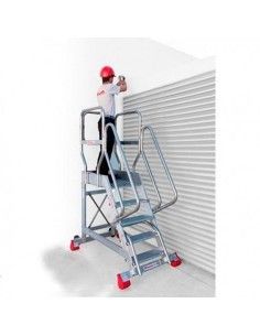 Escaleras--Escalera Aluminio Plataforma y 4 Ruedas 2