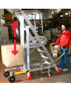 Escaleras--Escalera con Plataforma de Trabajo y Plano de carga de Elevación 2