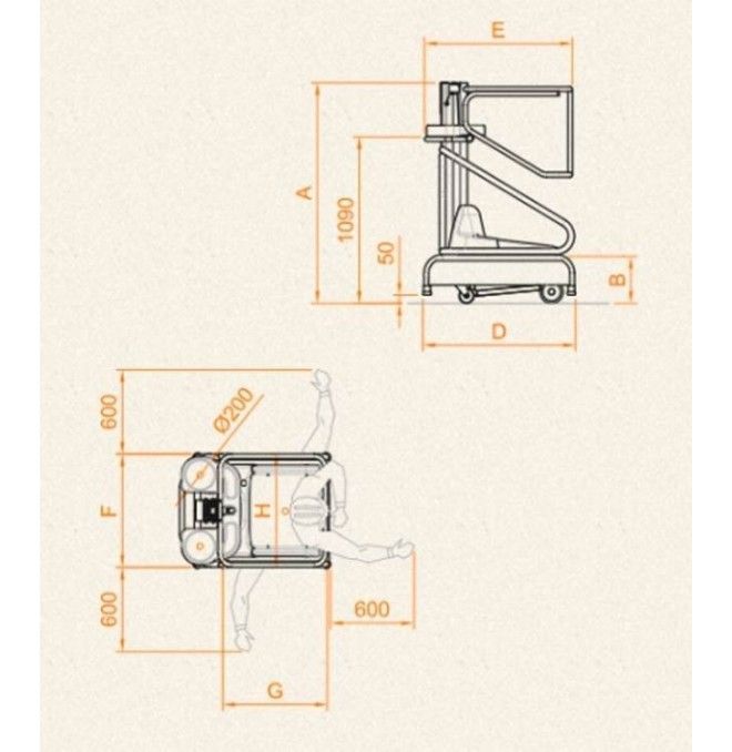 Plataformas Únicas--Plataforma elevatória Manual 150kg para 1.93m Elevação