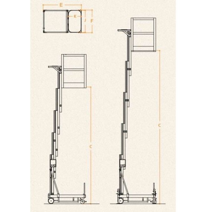 Plataformas unipersonales--Plataforma Elevadora Manual 200kg a 5,25m Elevación