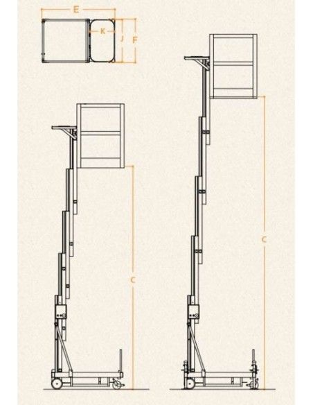 Plataformas Únicas--Plataforma elevatória Manual 200kg para 5.25m Elevação