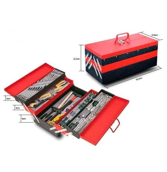 Bancos de trabajo y portaherramientas--Caja de Herramientas de 3 Alturas con 101 Herramientas