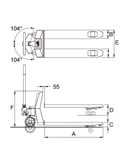 Transpalettes Peseurs--Transpalette peseur Galvanisé 2200kg