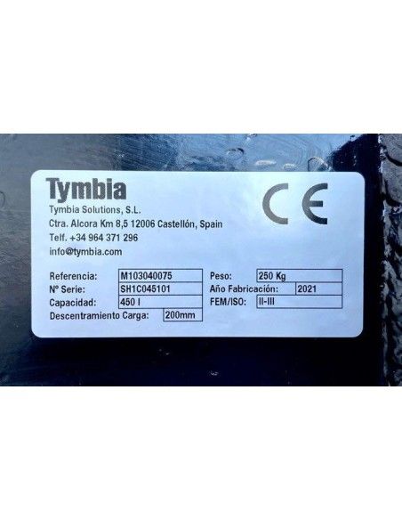 Sobre tablero: volteadores, pinzas,…--Cuchara Hidráulica 450-600L para carretilla FEM 2 y 3