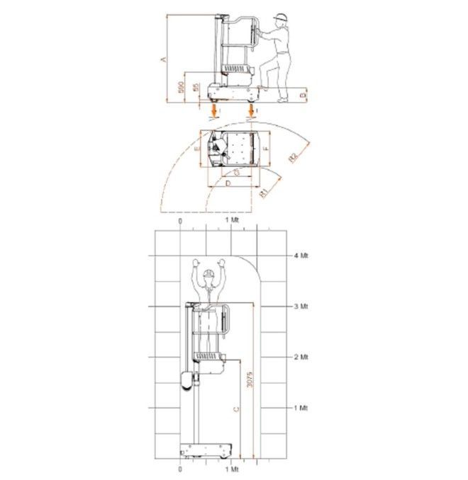 Piattaforme per Persona Singola--Platform Self-propelled in terreno 200kg a 1950mm