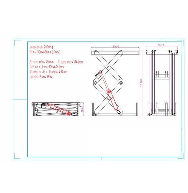 Mesas elétricas..-Mesa elevatória elétrica 2000kg para 1780mm 1300x850mm ( tesoura dupla)