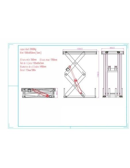 Electrical tables..-Electric lifting table 2000kg to 1780mm 1300x850mm (double scissors)
