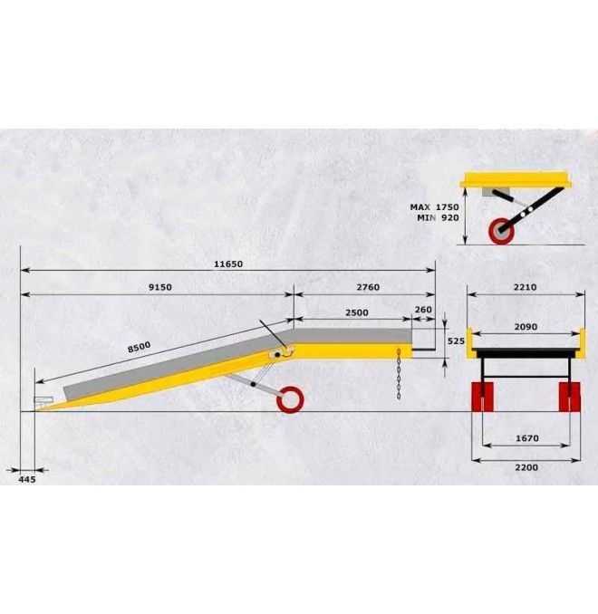 Laderampen--Laderampe elektrische 12 tonnen mit batterieplattform