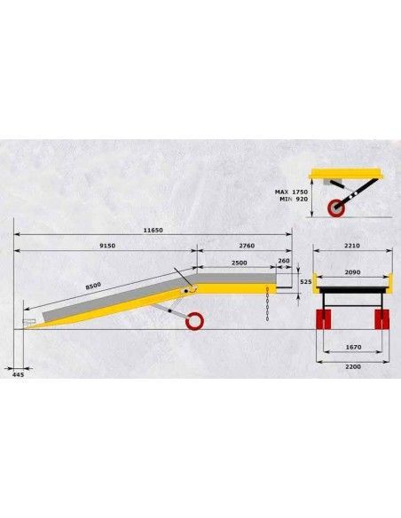 Rampas de Carregamento--Rampa de carregamento elétrico 12 toneladas. com plataforma de bateria