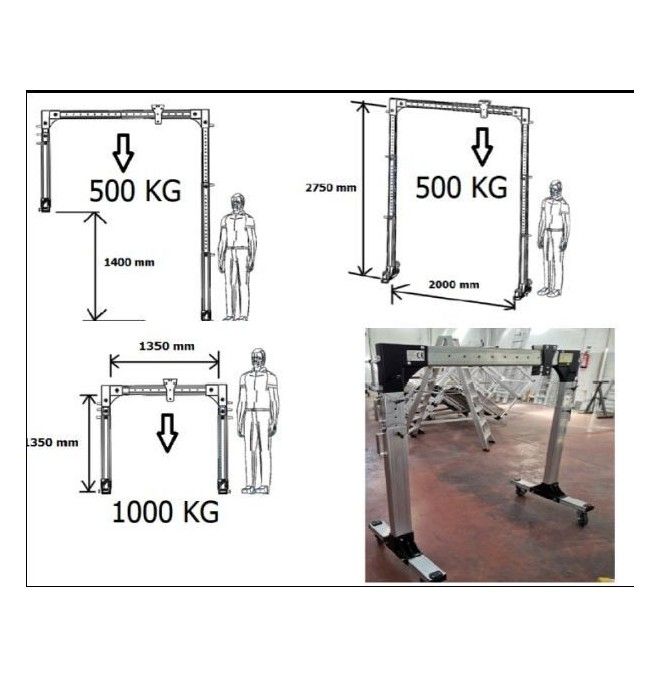 Portiken mit polypast und auto-- Leichte Aluminium Beine einstellbar 1000/500kg