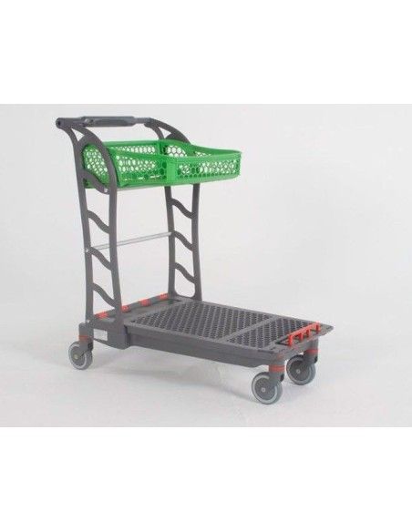 Supermercados y almacenes--Carrito autoservicio de plástico con cesta