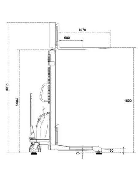 Semi-Electric Stackers--Electric Semi stacker 1000kg to 1600mm (Adjustable Width Pads)