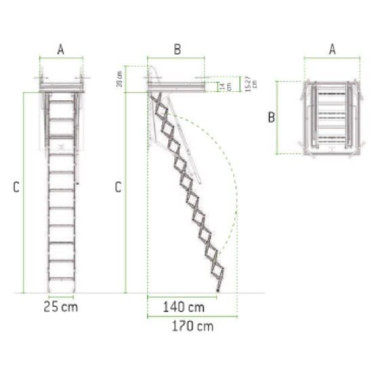 Escaliers--Échelle Marteau escamé 3 mètres 2