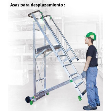 Escaliers--Échelle aluminium léger avec plate-forme et rail 2