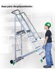 Escaleras--Escalera ligera de aluminio con plataforma y barandilla 2
