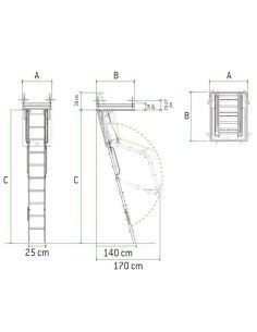 Escaleras--Escalera Escamoteable en 4 tramos de acero pintado 2