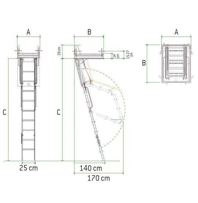 Stairs--Ladder Scanable in 4 sections of painted steel