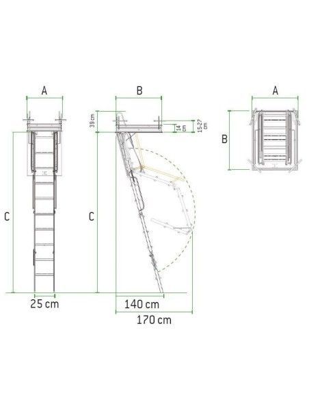 Stairs--Ladder Scanable in 4 sections of painted steel