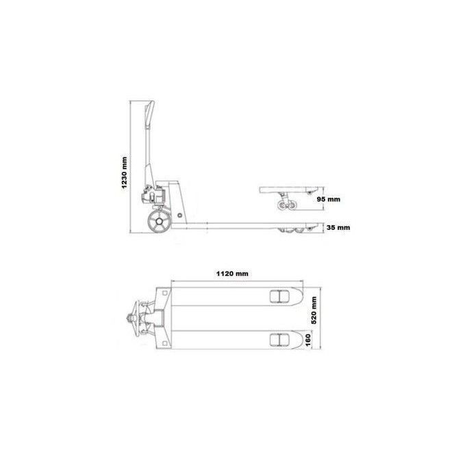 Transpalettes Manuels--Transpalette manuel (plan : 40 mm de haut) 1120x540 mm