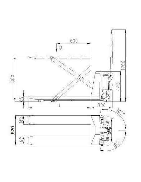 Scissor Pallet Trucks--Pallet truck Scissors 1100x520load 1500kg