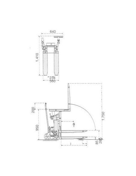 Transpalettes Spéciales--Transpalette 90o charge 1000kg