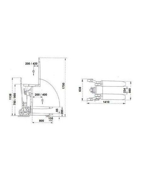 Special Pallet Trucks--Pallet truck 90o battery