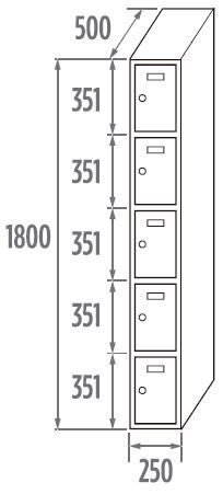 Locker Initial 5 doors 250/300/400mm 1