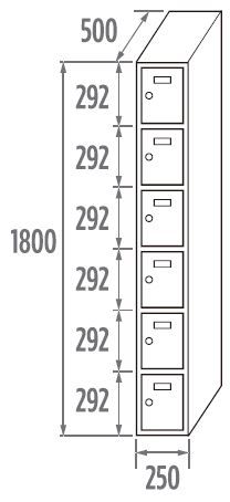 Locker Initial 6 doors 250/300/400mm 1