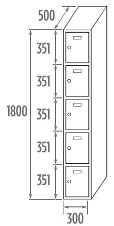 Locker Initial 5 doors 250/300/400mm 2