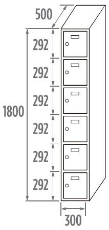 Locker Initial 6 doors 250/300/400mm 2