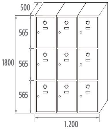 3-türiges Schließfachmodul 6