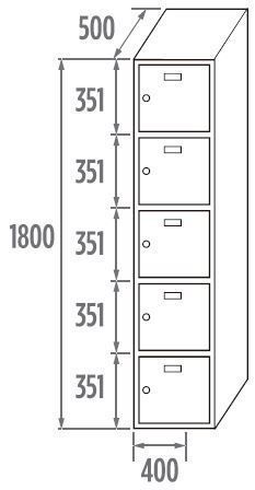 Locker Initial 5 doors 250/300/400mm 3