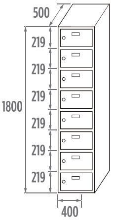 Locker Initial 8 doors 250/300/400mm 3