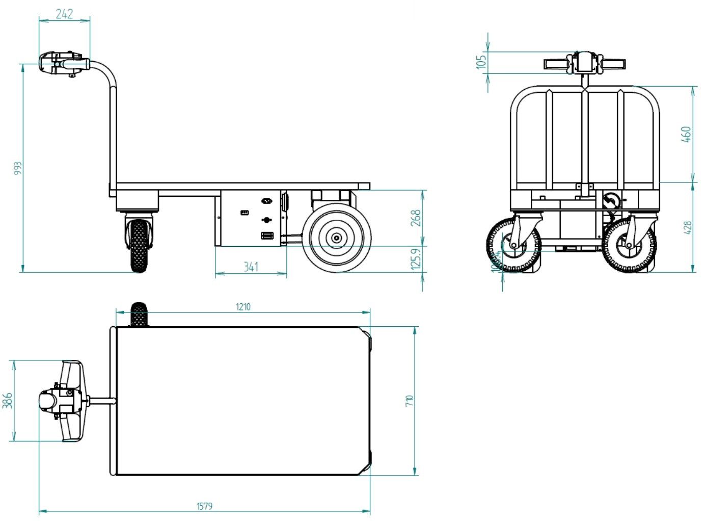 Selbstfahrende Plattform 400 kg mit/ohne Handlauf